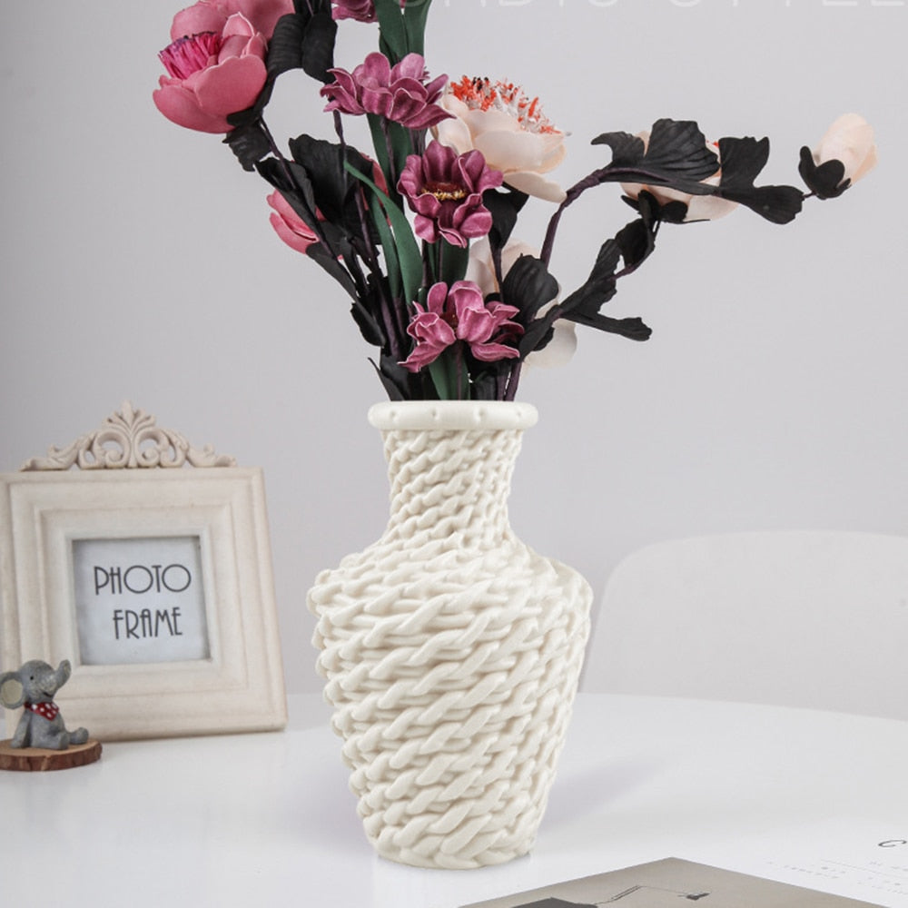 Modern Imitation Rattan Vase Table Flower Arrangement Container