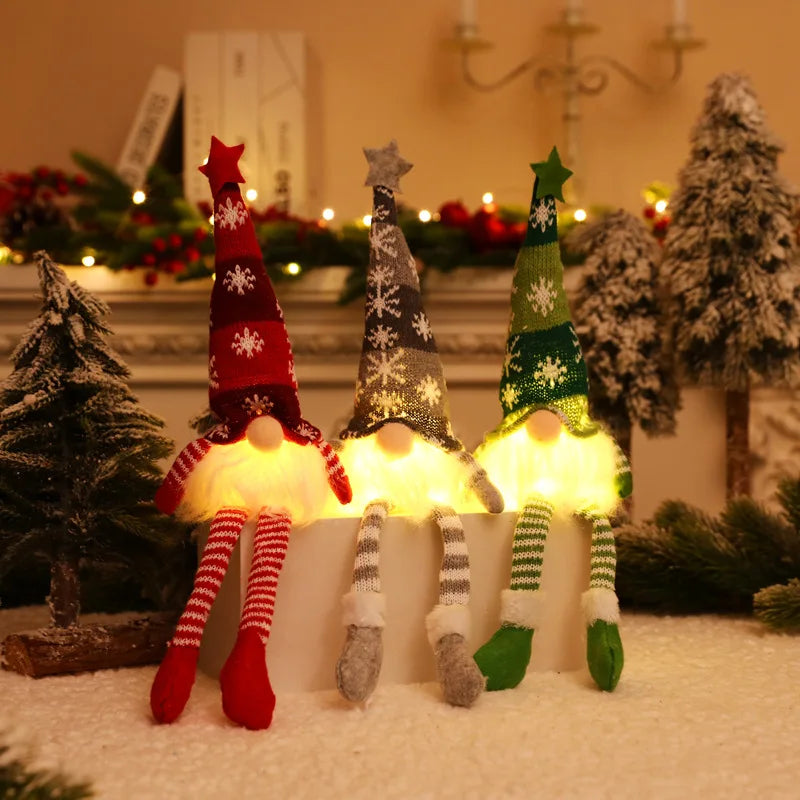 30cm Glowing Gnome Christmas Decorations 2024 Faceless Plush Dolls elf Home Ornaments Navidad New Year 2024 Gift