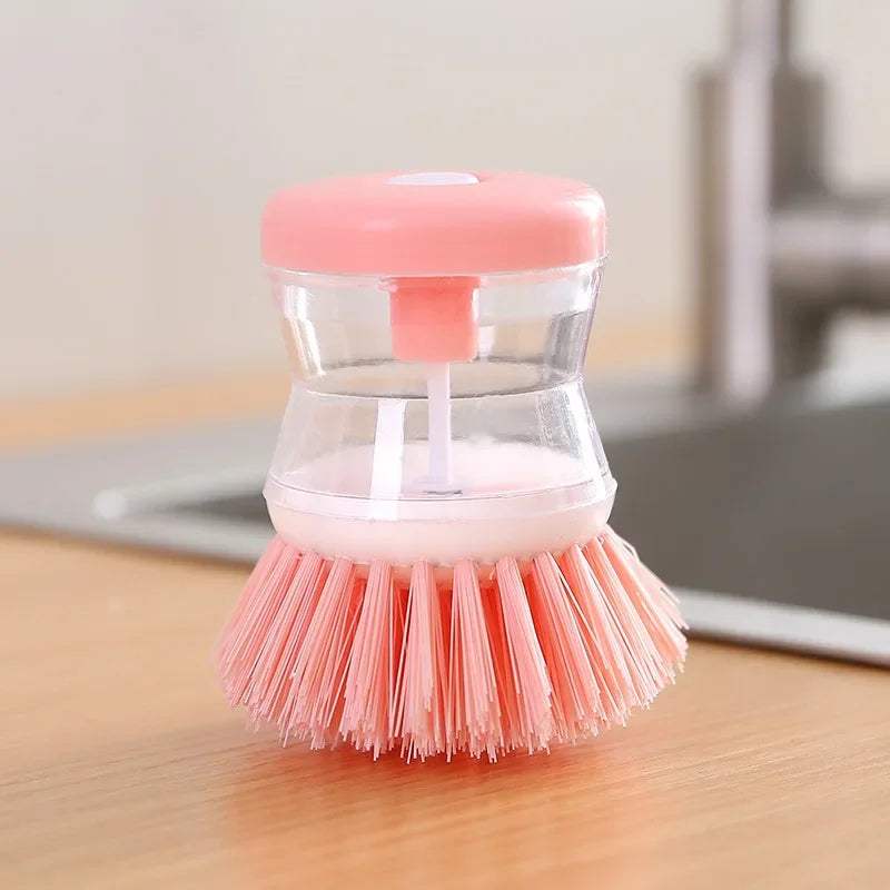 Kitchen Wash Pot Dish Brush Washing Utensils with Washing Up Liquid Soap Dispenser Household Kitchen Cleaning Accessories