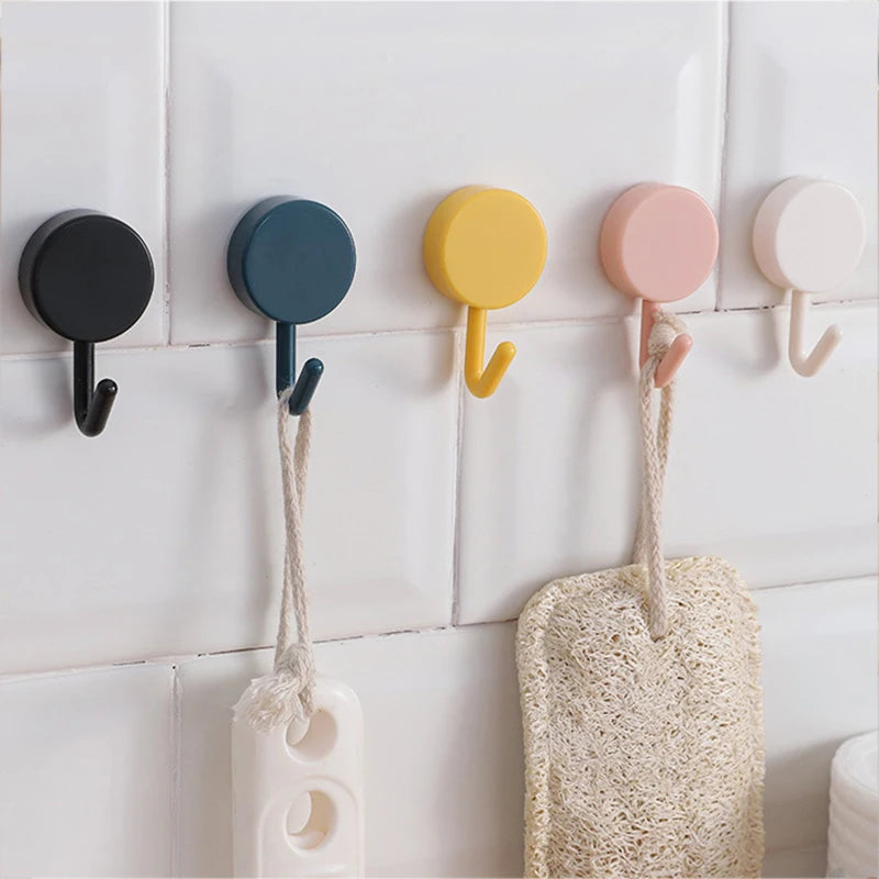 5PCS Self Adhesive Wall Hook Strong Without Drilling Coat Bag Bathroom Door Kitchen Towel Hanger Hooks Home Storage Accessories