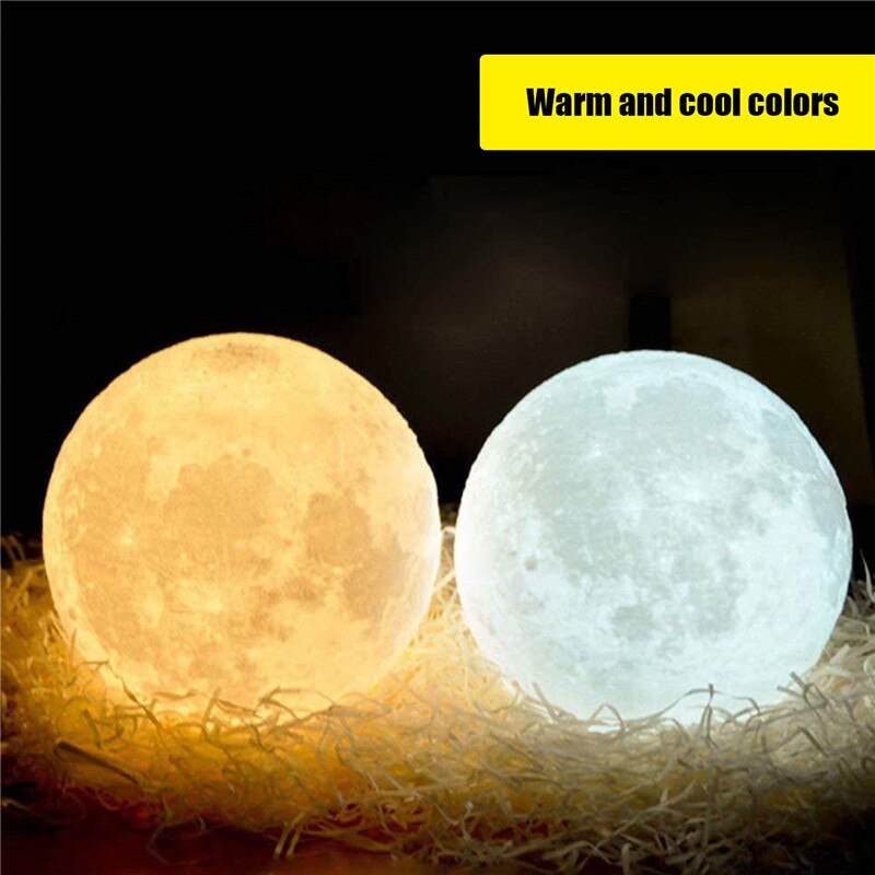 LED 3D Moon Print Night Light Lamp