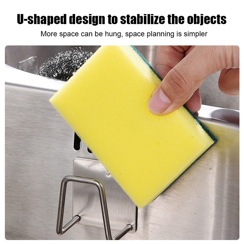 Stainless Steel Kitchen Sponge Storages Sink Drying Shelf Rack