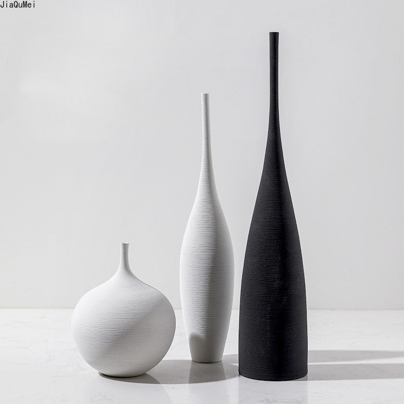 Ceramic Black and White Handmade Art design Vase