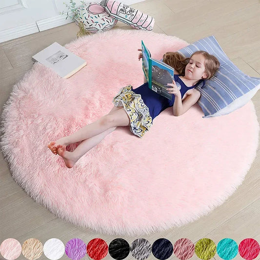 Super Soft Plush Round Rug Mat Fluffy White Carpets For Living Room Home Decor Bedroom Kid Room Decoration Salon Thick Pile Rug