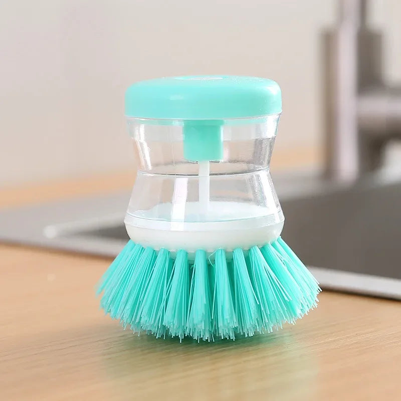 Kitchen Wash Pot Dish Brush Washing Utensils with Washing Up Liquid Soap Dispenser Household Kitchen Cleaning Accessories