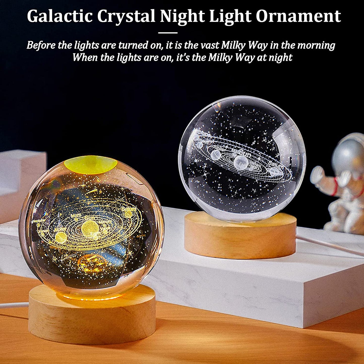 3D LED Crystal Ball Galaxy Night Light Table Lamp