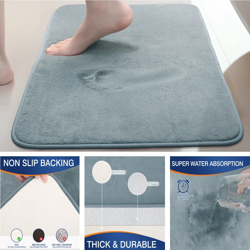 Non-Slip Memory Foam Quick Absorbent Bathroom Mat