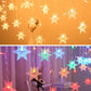 Christmas Light Led Snowflake Curtain Icicle Fairy String Lights Garland Outdoor For Home Garden New Year Party Decoration