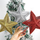 25cm Red Glitter Christmas Tree Topper Iron Star Christmas Decor For Home Xmas Tree Ornaments Navidad New Year 2025 Natal Noel