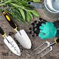 Garden Tool Set 4 Pack With Trowel, Cultivator Hand Rake, Transplant