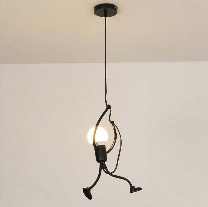 Vintage Iron Little Man Modern Arts LED Ceiling Lamp Home Living Room
