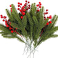 10pcs Artificial Pine Branches Christmas Holly Red Berries Stems for Xmas Tree DIY Wreath Decorations Christmas Home Decoration