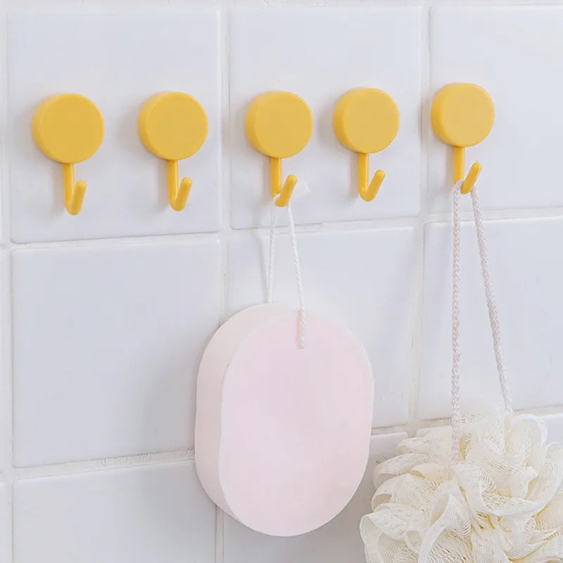 5PCS Self Adhesive Wall Hook Strong Without Drilling Coat Bag Bathroom Door Kitchen Towel Hanger Hooks Home Storage Accessories