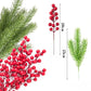 10pcs Artificial Pine Branches Christmas Holly Red Berries Stems for Xmas Tree DIY Wreath Decorations Christmas Home Decoration