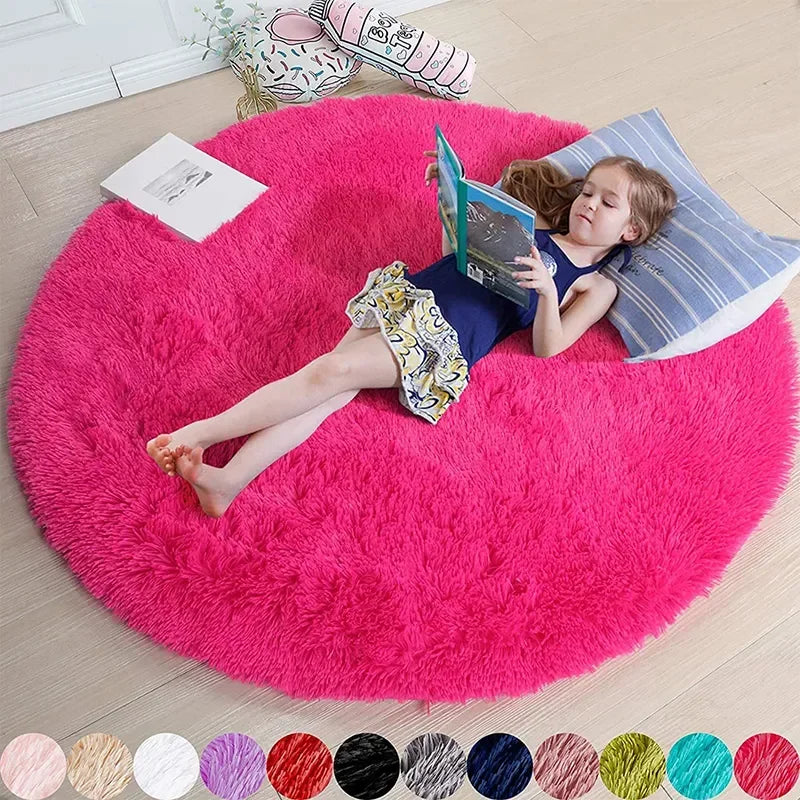 Super Soft Plush Round Rug Mat Fluffy White Carpets For Living Room Home Decor Bedroom Kid Room Decoration Salon Thick Pile Rug