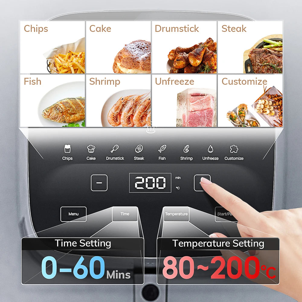 5L Electric Hot Air Fryer Oven Cooker with Touch Control