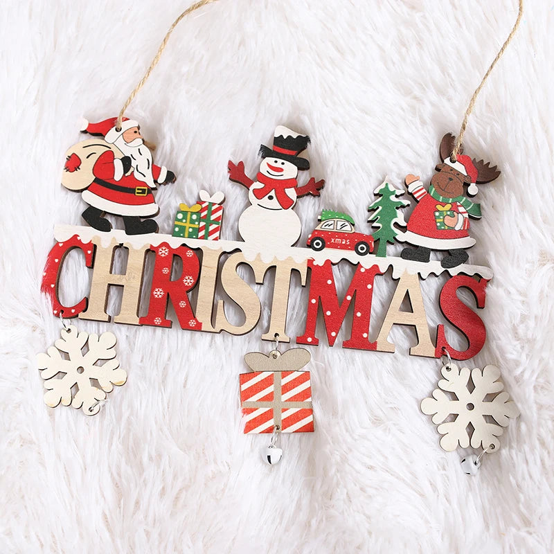 Gnome Santa Claus Wooden Hanging Ornament 2024 Merry Christmas Decoration for Home Door Xmas Tree Pendants Navidad New Year 2025