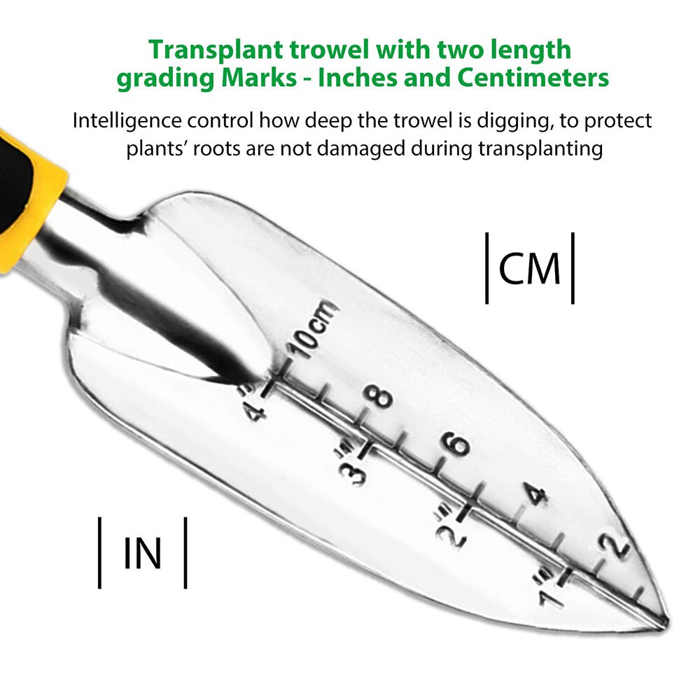 Garden Tool Set 4 Pack With Trowel, Cultivator Hand Rake, Transplant