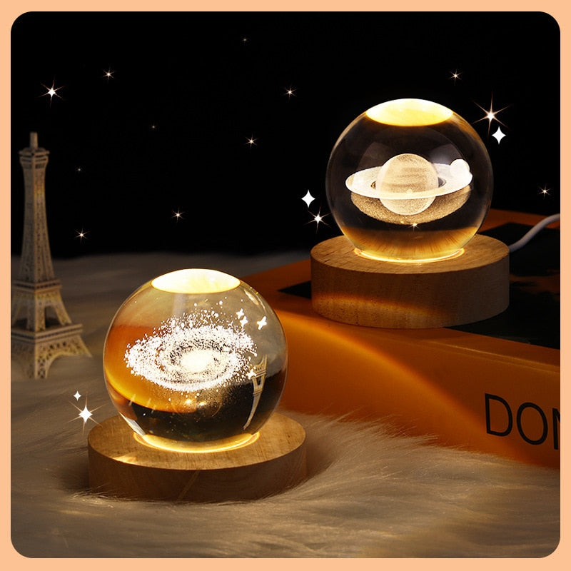 3D LED Crystal Ball Galaxy Night Light Table Lamp