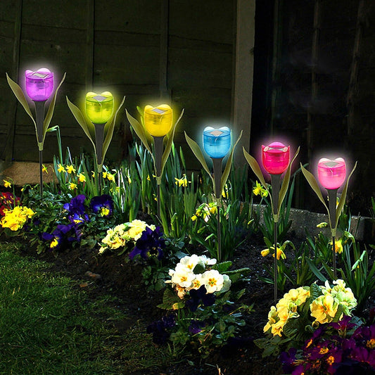 Solar Powered Garden LED Tulip Tube Shaped Flower Light
