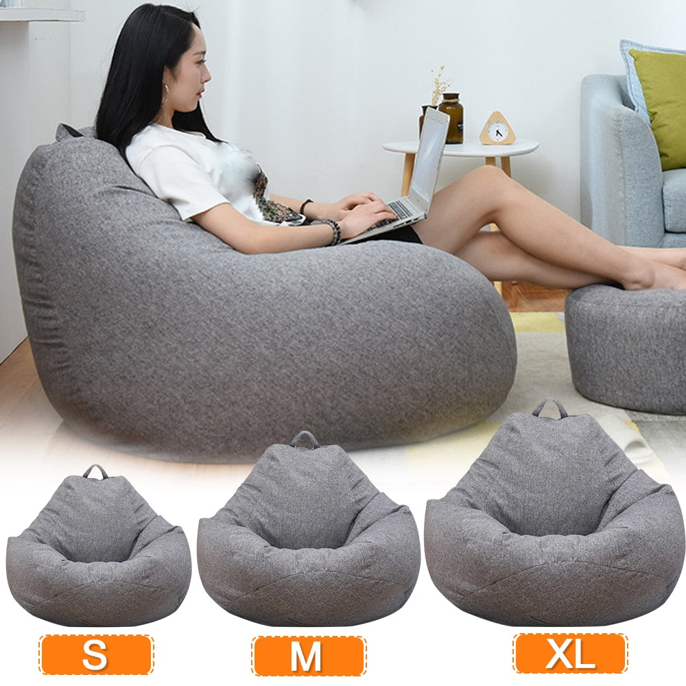 Lazy Sofa Cover Chairs Without Filler Linen Cloth Lounger