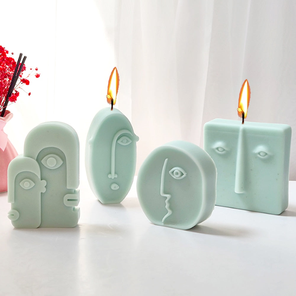Human Face Nordic Design Handmade Silicone Candle Mold Abstract Plaster